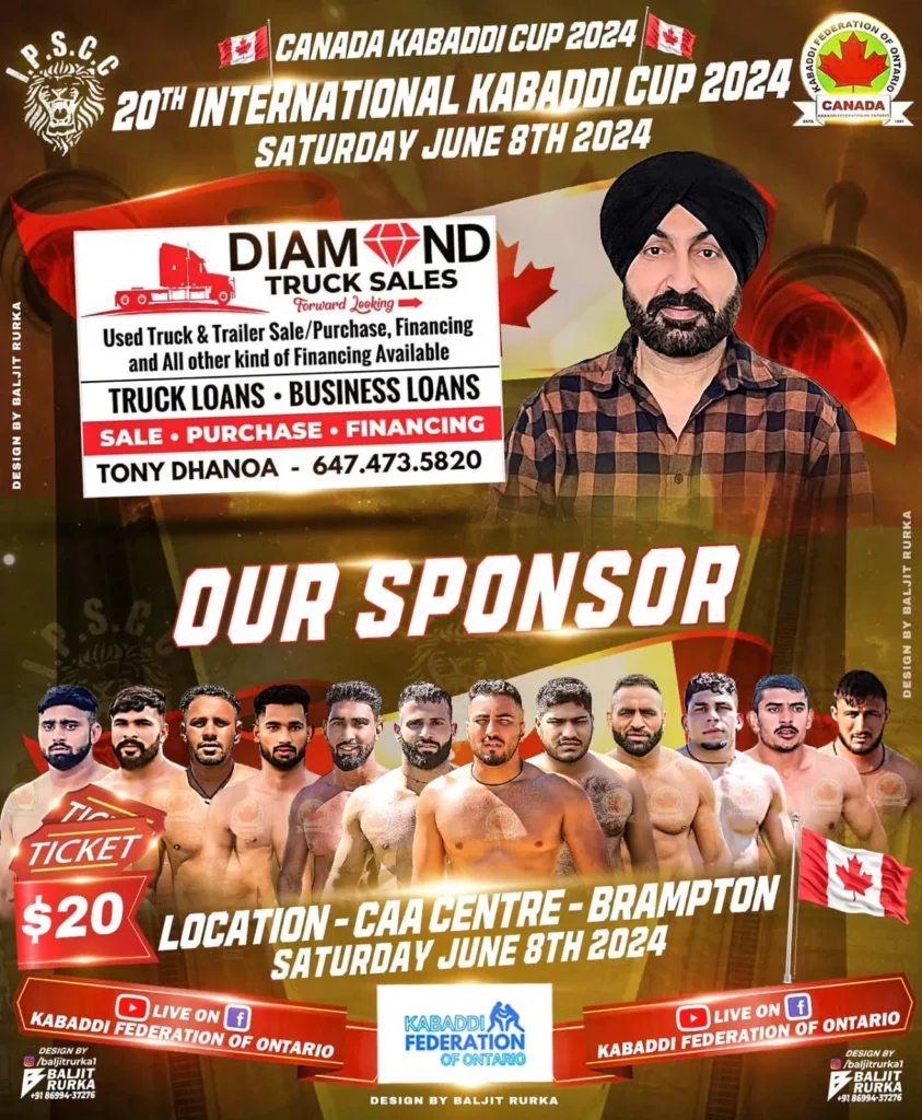 international Canada Kabaddi Cup 2024_sponsored by diamond truck sales